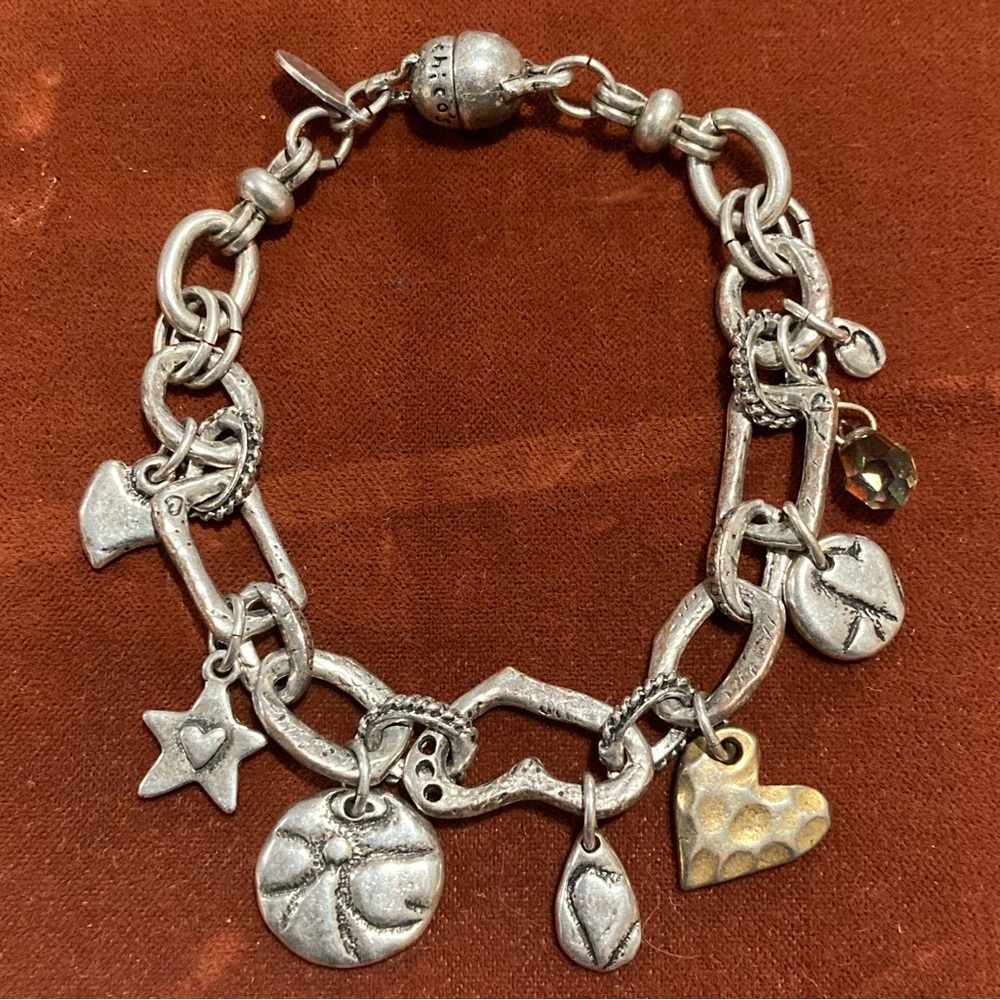 Chico’s Silver-Tone Charm Bracelet Size S/M